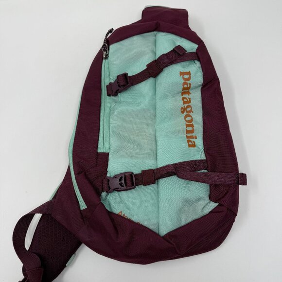Patagonia Atom 8L Sling Bag Backpack Purple Plum and Seafoam Blue VGUC Hiking - Picture 1 of 6